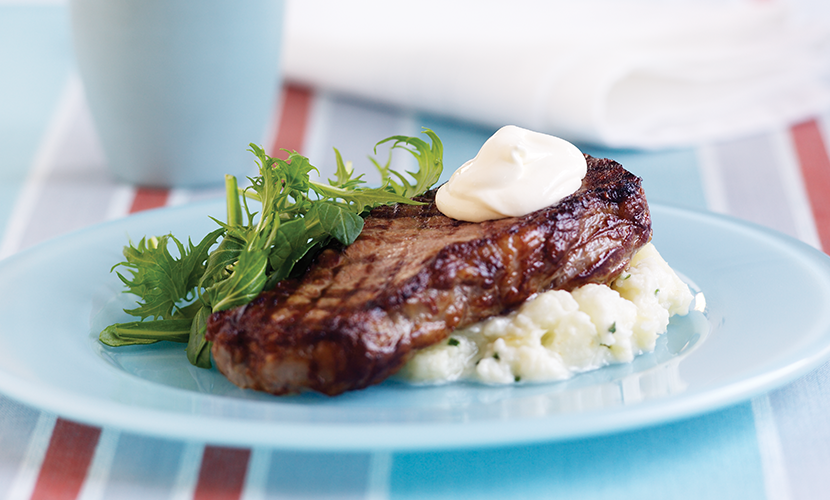 Chargrilled Sirloin Steak with Horseradish Cream and Celeriac Mash