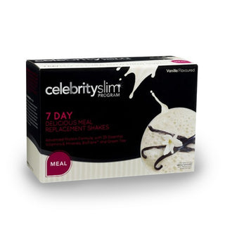 A box of Celebrity Slim 7 Day Delicious Meal Replacement Shake Vanilla
