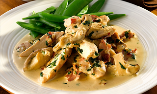 Chicken with Wild Mushrooms & Smoked Bacon