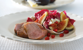 Duck Breast with Fig, Pomegranate and Radicchio Salad