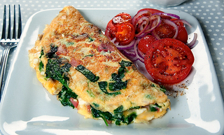 Feta Cheese, Bacon and Spinach Omelette