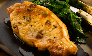 Honey and Orange Pork Steaks with Wilted Spinach