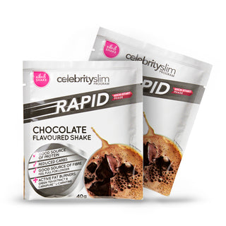 Two sachets of Celebrity Slim Rapid Chocolate 40g